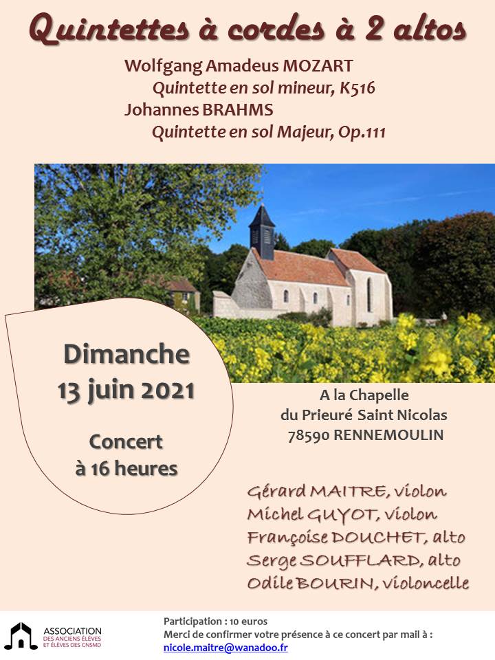 Dimanche 13 Juin 2021 A 16h – Chapelle du Prieuré St Nicolas – Rennemoulin (78) | Association CNSMDP
