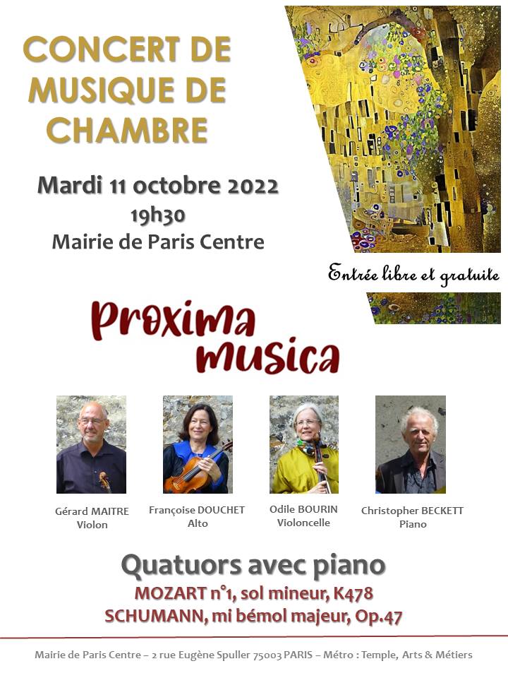 Proxima Musica – Mardi 11 octobre à 19h30 – Mairie de Paris Centre | Association CNSMDP